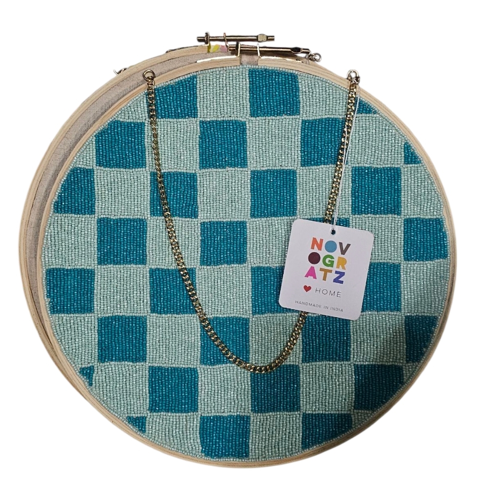 NEW Colorful Disco Embroidery Beaded Hoop Art w/ Square Patterned Art - Lot of 2 - Picture 5 of 9